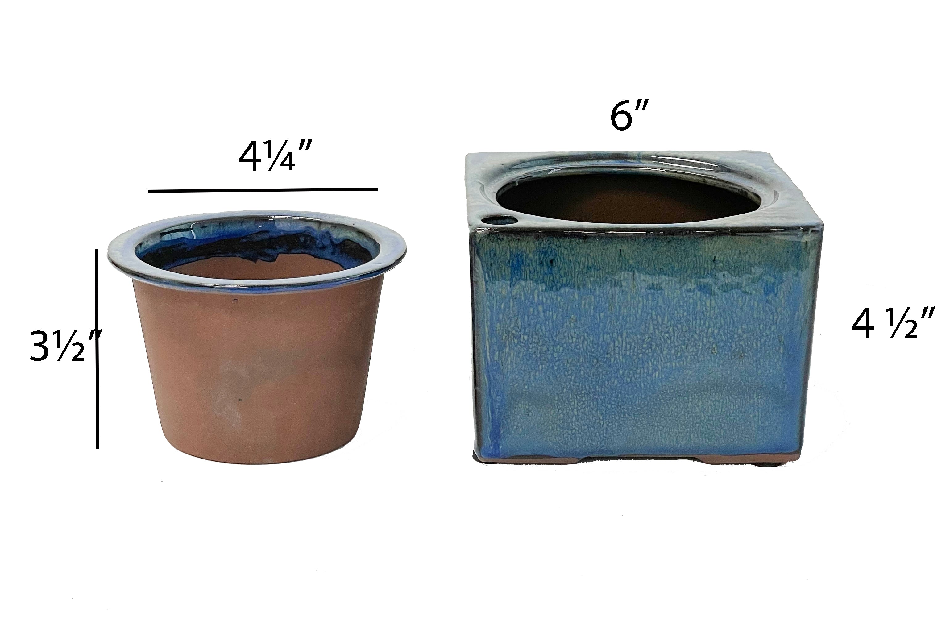 Self Watering Square Pot 4 Inch Ceramic Planter, African Violet Pot, Succulent Planter, Office Decoration