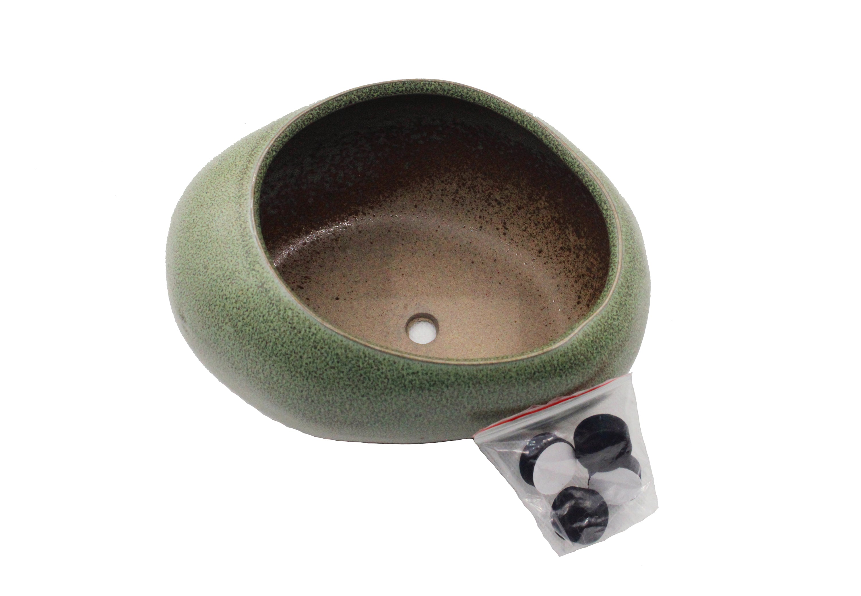 Premium Succulent Planter Pot Bowl, Ceramic with Decorative Patina Glaze
