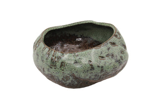 Premium Large Shallow Succulent Planter Pot, Ceramic with Decorative Patina Glaze, Kitchen, Living Room, and Home Decor