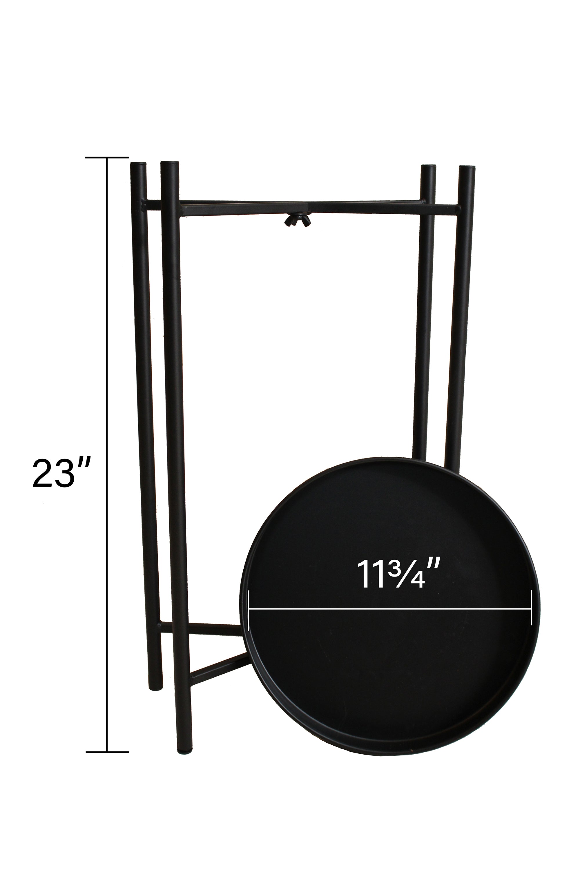 2 Tier Metal Plant Stand with Removable Plates, Powder-Coated-Steel Frame in Black Color