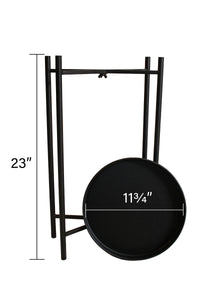 2 Tier Metal Plant Stand with Removable Plates, Powder-Coated-Steel Frame in Black Color