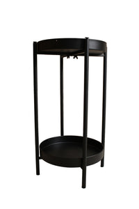 2 Tier Metal Plant Stand with Removable Plates, Powder-Coated-Steel Frame in Black Color