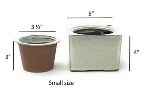 Self Watering Square Pot 4 Inch Ceramic African Violet Planter Vanilla