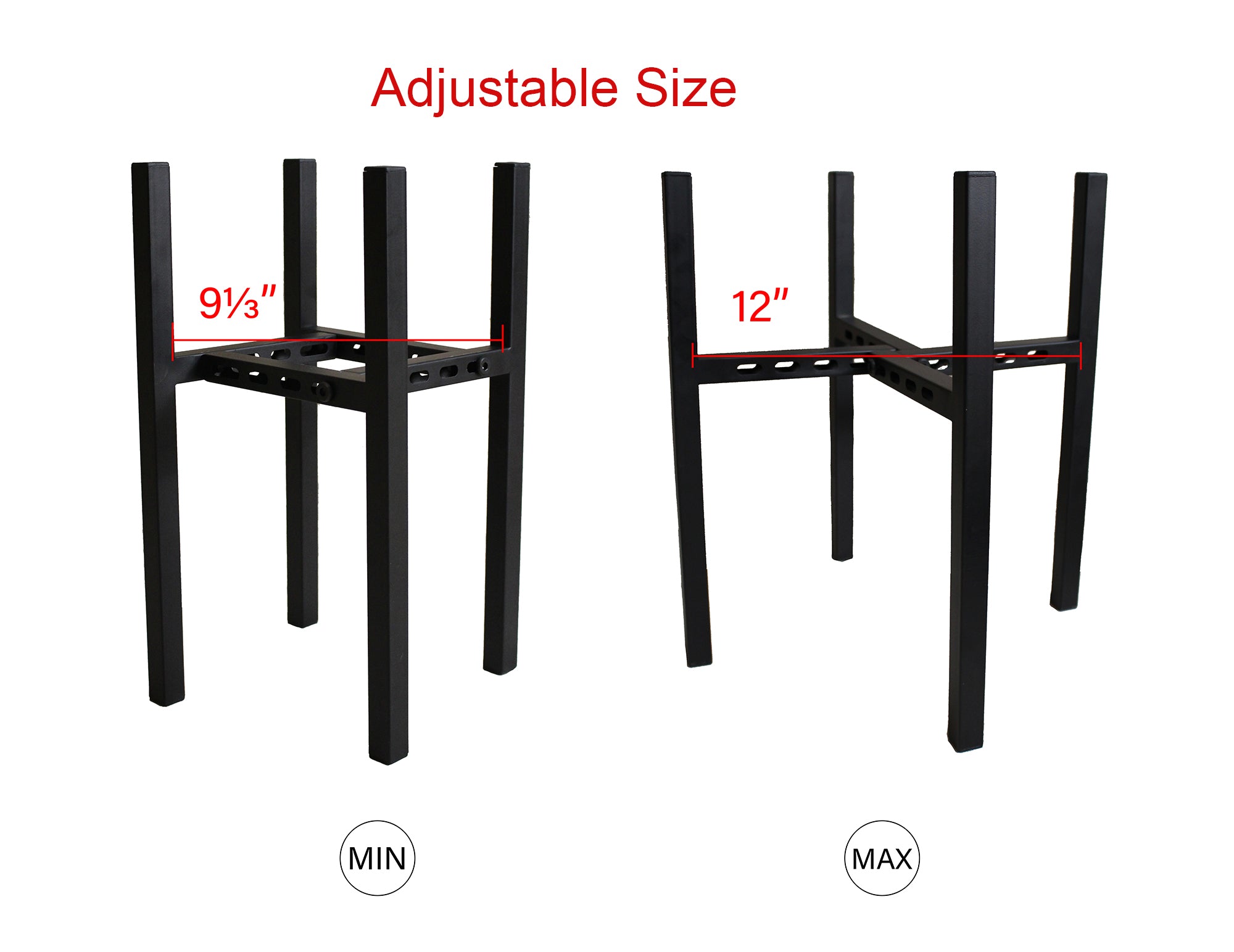 Adjustable Black Metal Plant Stand Dual Height Options Powder Coated Steel Frame
